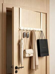 1Pc Over-The-Door Hanger, Wall Mounted Hanging Rack, Clothes Hangers Hooks, Storage Shelf, Door Back Storage Organizer Rack, Suitable For Bedroom And Bathroom - White - View 2