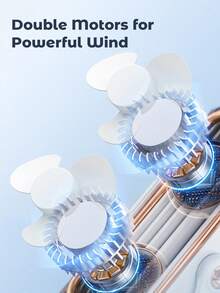 Teckwe Mini Desk Fan, 5 Speeds Portable Tower Fan With LED Display, Ultra Quiet USB Rechargeable Personal Fan, 180° Adjustable Small Cooling Fan For Home Office Bedroom - desktop - View 3