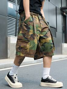 Manfinity EMRG Men's Casual Cargo Camo Denim Shorts, Street Fashion Style - Multicolor - View 8