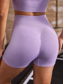 Powerista Bộ đồ thể thao nữ màu trơn gồm áo hai dây và quần short. - Màu tím - Xem 6