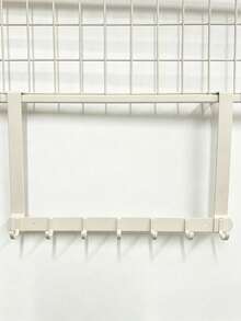 1Pc Over-The-Door Hanger, Wall Mounted Hanging Rack, Clothes Hangers Hooks, Storage Shelf, Door Back Storage Organizer Rack, Suitable For Bedroom And Bathroom - White - View 6