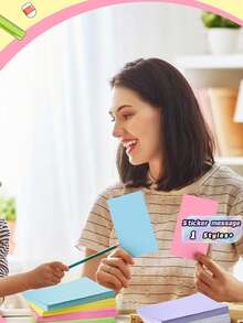 5 pièces de notes adhésives rectangulaires unicolore et colorées - Multicolore - Voir 3