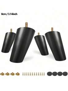4 Pcs M8 Threaded Natural Wood Furniture Legs 15cm Height Firm Support DIY Furniture For TV Stand Coffee Table Sofa Replacement Legs Black Robust Design Wooden Legs Modern Style - Black - View 9