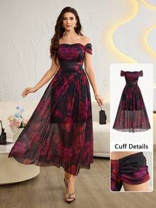 Modelyn Elegant Sleeveless Fitted A-Line Dress, Suitable For Spring And Summer Maxi Dress Floral Dress For Women Off Shoulder Dress Ruched Dress Elegant Dress Occasion Dresses For Ladies Evening Dresses Floral Formal Dresses For Women Latest Dress Wedding Guest Dress Zanea Dress For Woman Yisikado Dress Where To Buy Evening Dresses - Multicolor - View 2