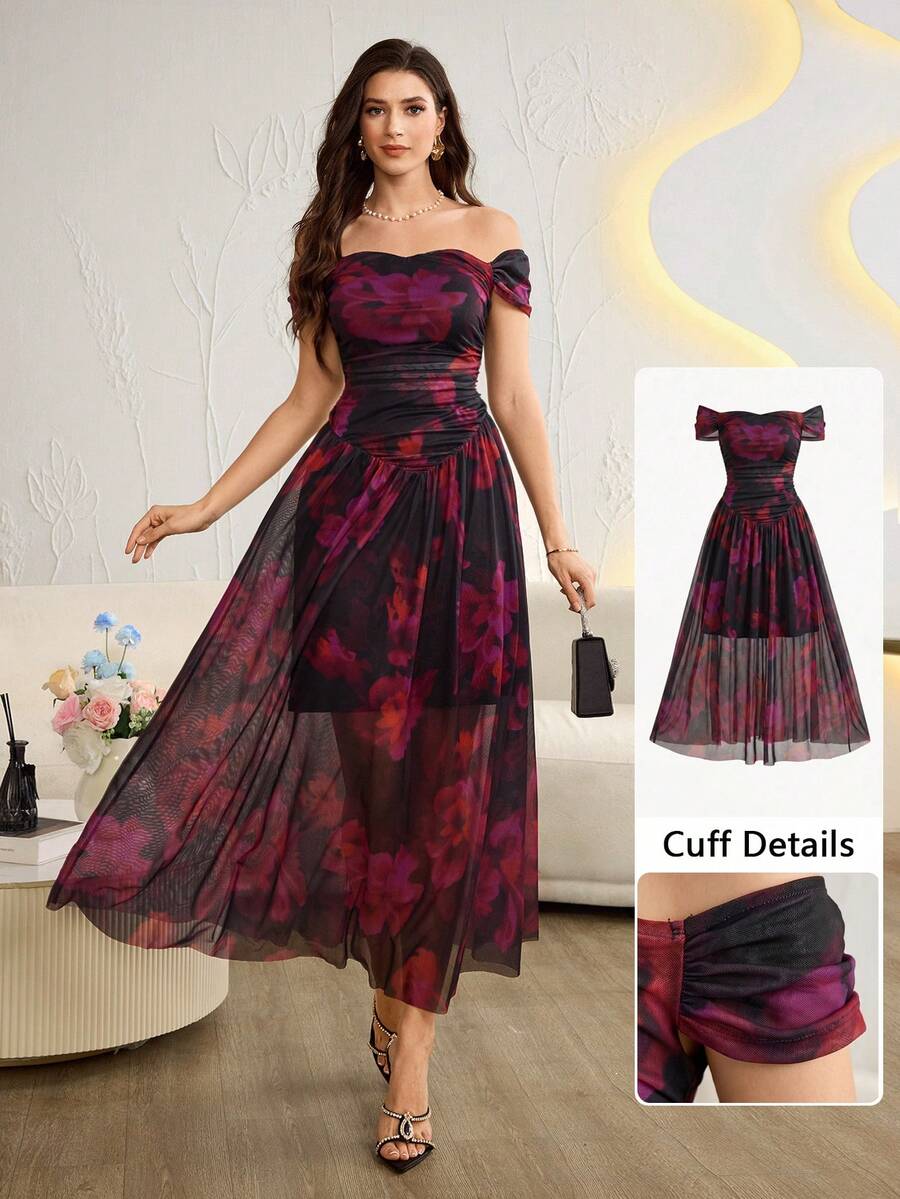Modelyn Elegant Sleeveless Fitted A-Line Dress, Suitable For Spring And Summer Maxi Dress Floral Dress For Women Off Shoulder Dress Ruched Dress Elegant Dress Occasion Dresses For Ladies Evening Dresses Floral Formal Dresses For Women Latest Dress Wedding Guest Dress Zanea Dress For Woman Yisikado Dress Where To Buy Evening Dresses