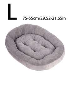 1 chiếc đệm ngủ tròn bằng vải nhung mềm mại dành cho thú cưng nhỏ/vừa, dày dặn, ấm áp, màu xám đậm, đệm ngủ mềm mại cho mèo/chó. - Màu xám đen - Xem 6