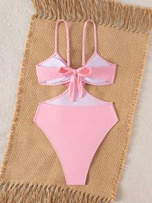 Swim Vcay Costume da bagno intero da donna con decorazioni floreali 3D e volant sulle spalline, adatto per vacanze in spiaggia, feste in piscina e feste in spiaggia - Rosa - Visualizzare 7