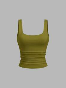 Sweetra Women's Casual Pleated Square Neck Camisole, Summer - Multicolor - View 5