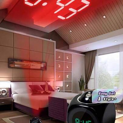 Đồng hồ báo thức chiếu LED đa chức năng cầm tay mới, có chức năng thông báo bằng giọng nói, hiển thị thời gian, tự động điều chỉnh độ sáng, chức năng báo lại, đèn ngủ kỹ thuật số, máy chiếu trang trí phòng ngủ, nhà cửa, văn phòng, thiết bị hiện đại.