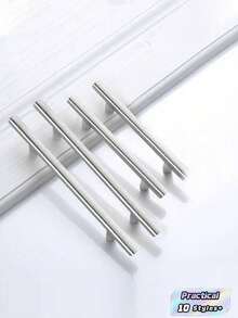 1/4 PCS Silver Stainless Steel Cabinet Pulls Handles, Modern Kitchen & Bathroom Cabinet Drawer Door Hardware Replacement Pulls - Silver - View 1