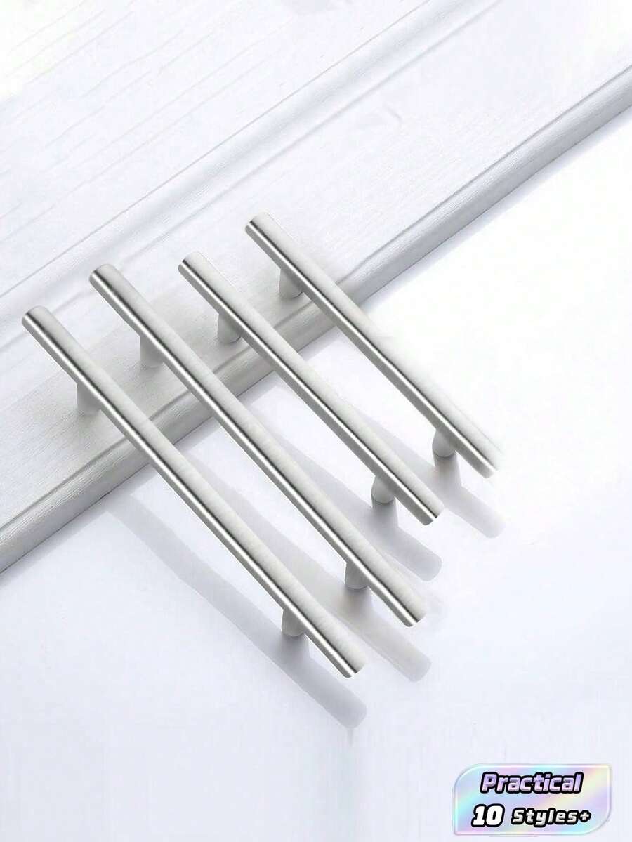 1/4 PCS Silver Stainless Steel Cabinet Pulls Handles, Modern Kitchen & Bathroom Cabinet Drawer Door Hardware Replacement Pulls - Silver - View 1