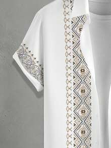 VIVINTIMO Men's White Minimalist Geometric Print Shirt, Suitable For Daily Wear, Gathering With Friends, And Vacation - Multicolor - View 5