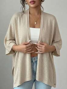 Poncho Corte Asimétrico para Mujer - Beis - Ver 1