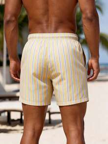 Manfinity KASUA Quần short nam kẻ sọc, túi xéo, eo dây rút, kiểu dáng casual đi biển. - trắng - Xem 2
