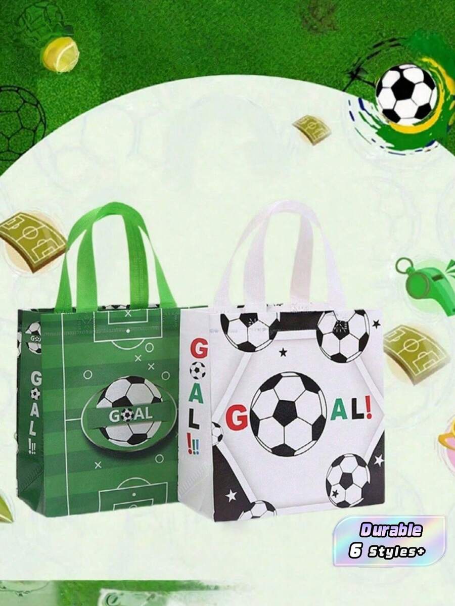 4/8/12/16/24 Túi Quà Tặng Chủ Đề Thể Thao Bóng Đá Kích Thước 23x22x11cm Túi Tote Vải Không Dệt Tái Sử Dụng Thích Hợp Cho Tiệc Sinh Nhật, Quà Tặng Mua Sắm Siêu Thị, Lễ Hội Sự Kiện - Nhiều màu - Xem 1