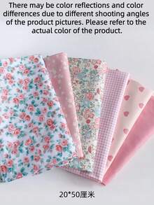6 件/批粉色系列印花布、DIY 手工小布、田园碎花爱心设计斜纹布、绗缝拼布组床上用品、四分之一捆布块缝纫剪贴簿布 Tecidos - 彩色 - 查看 10