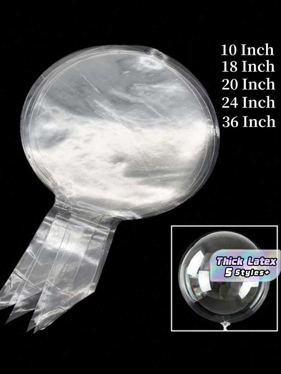 3 PIEZAS 10 PIEZAS 50 PIEZAS Globos de burbujas transparentes de 10 a 36 pulgadas de calidad para helio, globos de látex inflables para decoración de bodas, cumpleaños, fiestas, baby shower, compromiso, aniversario y celebraciones - Transparente - Ver 1