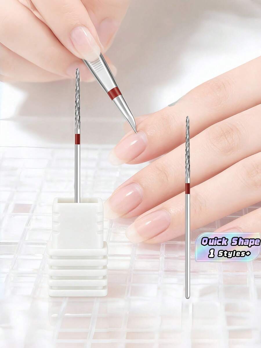 1PC Easy Nail Quality Tungsten Carbide Dead Skin Remover Nail Drill Bits 3/32 Inch Professional Carbide Nail Cleaning Drill Bit For Callus Dead Skin Nail Preparation Two Way Rotation For Electric Nail File Manicure Pedicure Tools - Red - View 1