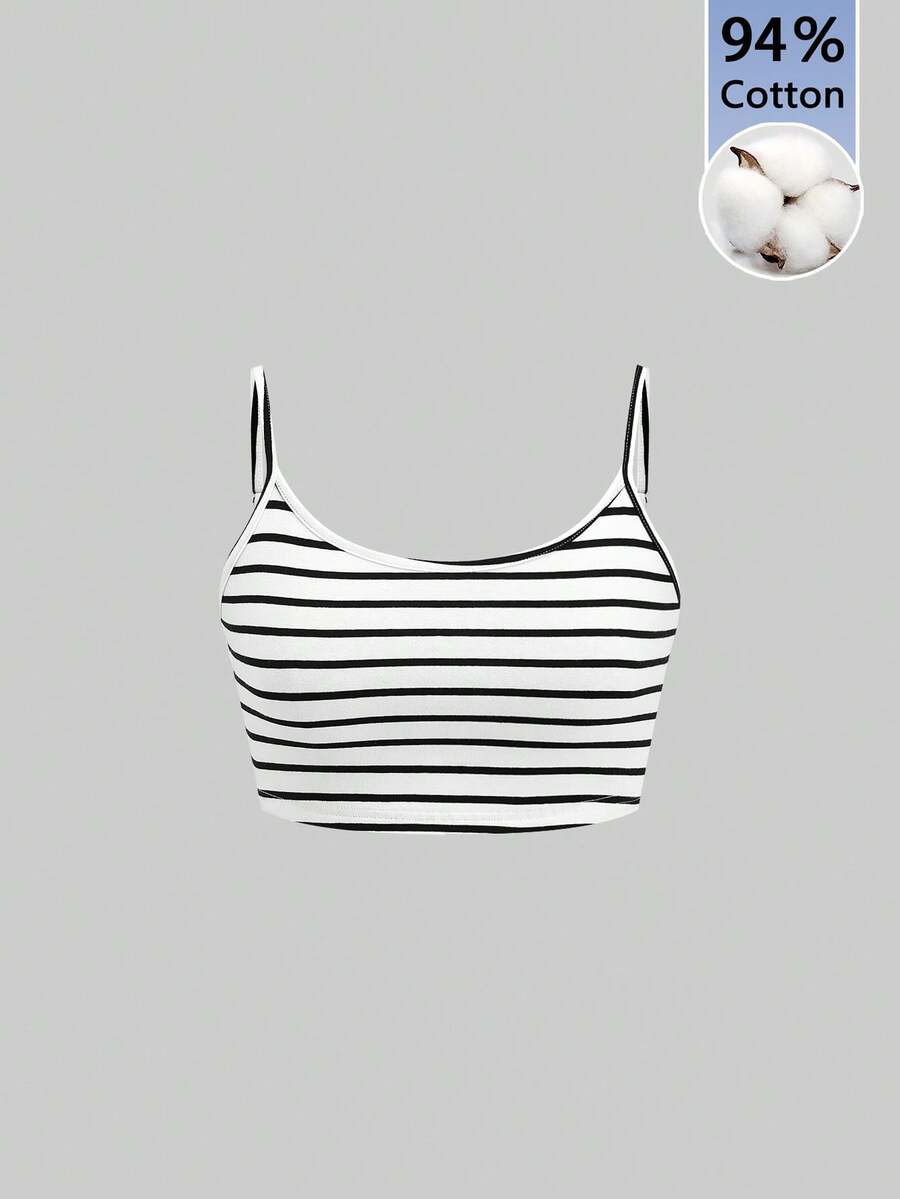 SHEIN EZwear Áo hai dây crop top màu trắng gợi cảm, kiểu dáng ôm sát, thích hợp cho mùa hè. - trắng - Xem 1