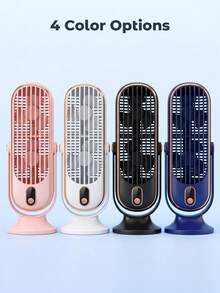 Teckwe Mini Desk Fan, 5 Speeds Portable Tower Fan With LED Display, Ultra Quiet USB Rechargeable Personal Fan, 180° Adjustable Small Cooling Fan For Home Office Bedroom - desktop - View 6