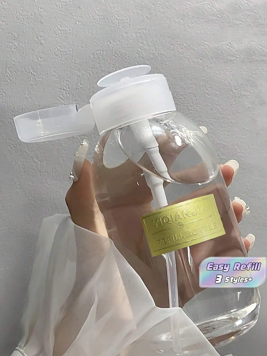 1 件装 200/300/500ml 美甲泵瓶可再填充便携式清洁水分配器喷雾瓶适用于卸甲/化妆旅行圣诞节节日礼物送家居浴室装饰夏季 - 無色 - 查看 1
