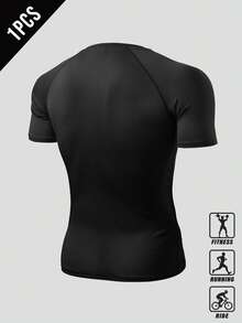 Gym Rark Men's Casual Versatile Dumbbell Graphic Print Short Sleeve Sports T-Shirt, Fitness & Running - Black - View 2