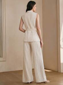 Anewsta Essential Women's Minimalist Elegant Vest Casual Waist Belt, Suitable For Commuting, Business, Going Out - Beige - View 7