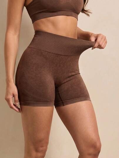 Silquee Quần short thể thao ôm vừa vặn cạp cao cổ điển với quần short biker phong cách cũ