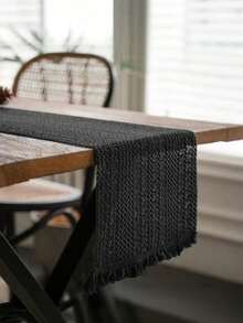 1PC Boho Table Runner Macrame Table Runners For Home Decor , Macrame Table Runner With Tassels For Boho Dining Bedroom Decor Rustic Bridal Shower,Farmhouse Rustic Table Runner,Place Mat,Thanksgiving Christmas Home Decor (Multiple Sizes Available) - Black rice characters - View 12