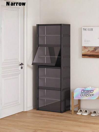 Tủ đựng giày 5 tầng hẹp vân gỗ, cửa lật, thích hợp cho lối vào, hành lang, phòng khách, phòng ngủ, tủ quần áo và không gian lưu trữ.
