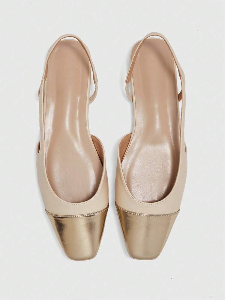 CUCCOO BIZCHIC Women Shoes Small Square Toe Flat Bottom Apricot Color Women's Low Vamp Flat Bottom Shoes Light, Comfortable And Simple Commuting Daily Versatile Women's Flat Sole Shoes