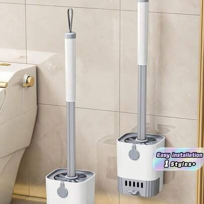 1 套浴室壁挂式马桶刷套装，无死角清洁，节省空间，耐用材质，适用于浴室、厕所墙壁、地板、家居装饰、浴室配件、清洁必需品、易于安装、浴室整理