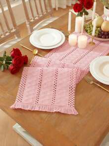 1pc Boho Table Runner Macrame Table Runners For Home Decor ,Cream & Brown Macrame Table Runner With Tassels For Boho Dining Bedroom Decor Rustic Bridal Shower,Farmhouse Rustic Table Runner,Place Mat,Thanksgiving Christmas Home Decor (Multiple Sizes Available) - Pink - View 7