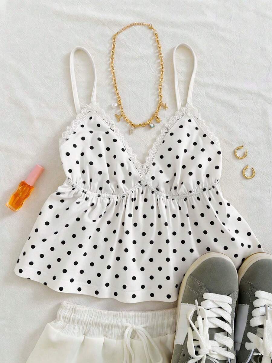 Summer Casual Polka Dot Print Camisole - Multicolor - View 1