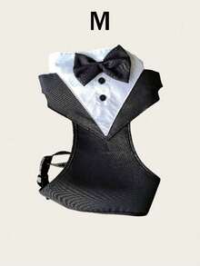 1 pieza Elegante traje de boda para mascotas con chaleco, corbata de moño, arnés y correa para perro para ceremonias, fiestas, celebraciones formales, Navidad, cumpleaños, sesiones de fotos y disfraces para mascotas - Blanco y Negro - Ver 16