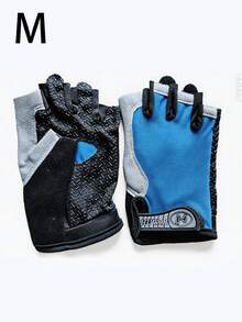 Sports Cycling Half-Finger Gloves, Unisex, Shock-Absorbing Training, Gym Workout, Breathable Mesh Gloves, Sports Protective Gear - Blue - View 5