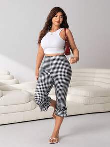 Solflare Plus Size Women Plaid High Waist Leggings - Multicolor - View 5