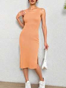 Sleeveless Lady Dress With Adjustable Cut And Design For Special Occasions - Orange - View 2