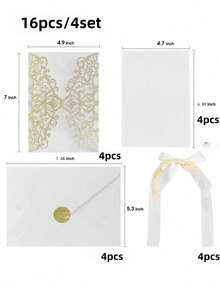4/16/20 Pcs Laser Cut Wedding Invitations With Envelopes Elegant Glitter Pearl Paper Bow Knot Design Card Set For Anniversary Party Supplies Wedding Decorations Anniversary Celebration Bridal Shower Engagement Party Invite - multicolor - View 14