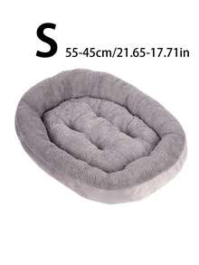 1 chiếc đệm ngủ tròn bằng vải nhung mềm mại dành cho thú cưng nhỏ/vừa, dày dặn, ấm áp, màu xám đậm, đệm ngủ mềm mại cho mèo/chó. - Màu xám đen - Xem 3