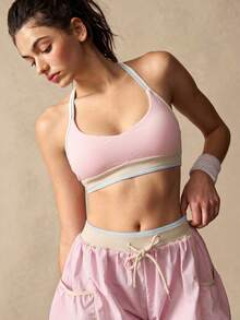 VARSIVA Women's Fashionable Versatile Contrast Color Sports Bra - Pink - View 8