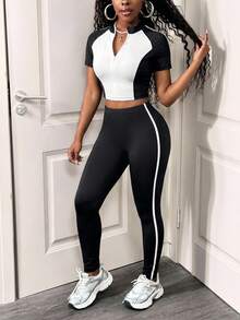 BamGleam Women Sports Sets - Black and White - View 1
