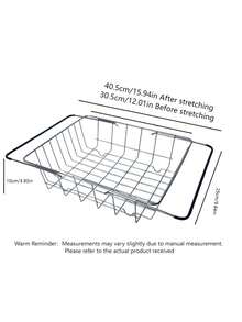 1PC Adjustable Stainless Steel Sink Drain Basket - Multi-Purpose Expandable Sink Organizer Rack For Plates, Bowls, Cups And Utensils,Kitchen Items For Ultimate Kitchen Efficiency With Cozy Fall& Winter Styles - Silver - View 7