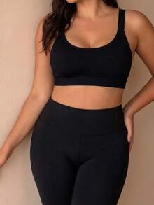 Eassivo Eassivo Women's Plus Size Seamless Sports Bra, Suitable For Yoga, Fitness, Outdoor And Daily Wear - Black - View 1