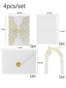 4/16/20 Pcs Laser Cut Wedding Invitations With Envelopes Elegant Glitter Pearl Paper Bow Knot Design Card Set For Anniversary Party Supplies Wedding Decorations Anniversary Celebration Bridal Shower Engagement Party Invite - multicolor - View 15