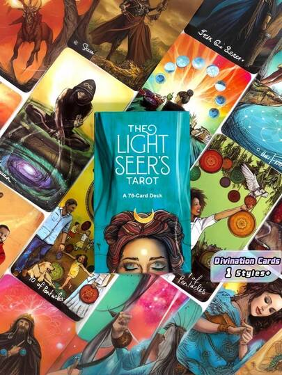 SHEIN 1 ZESTAW Kart Tarota "The Light Seer", 78 Kart Wyroczni, Poszukiwacz Światła, Poznaj Siebie, Rozrywka Festiwalowa, Dekoracja Domu, Rekwizyty Magiczne, Odpowiednie dla Początkujących