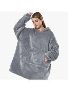 1 peça de moletom com capuz para usar em casa, ideal para assistir TV. Pijama confortável de lã macia e quentinho, perfeito para relaxar em casa ou ao ar livre. - Multicolorido - Ver 6