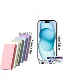 5 pièces de notes adhésives rectangulaires unicolore et colorées - Multicolore - Voir 2