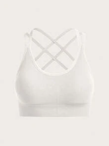 Crisscross Back Sports Bra - White - View 6