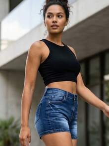 Mini short de mezclilla para mujer - Mezclilla - Ver 2